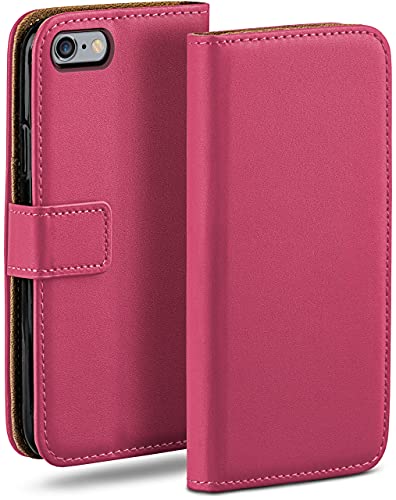 moex Klapphülle für iPhone 6s Plus / 6 Plus Hülle klappbar, Handyhülle mit Kartenfach, 360 Grad Schutzhülle zum klappen, Flip Case Book Cover, Vegan Leder Handytasche, Pink von moex