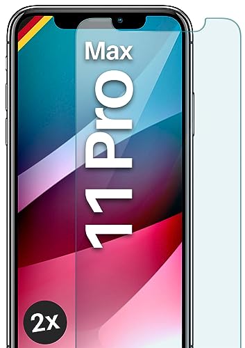 moex Panzer Schutz Glas für Apple iPhone 11 Pro Max Schutzfolie robust und kratzfest, bruchsichere Panzerfolie Displayschutz, HD Klar Glass Screen Protector, 2x Stück von moex