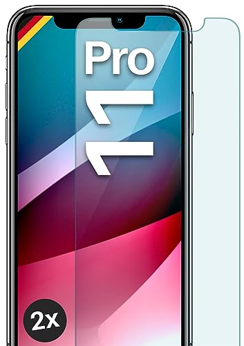 moex Panzer Schutz Glas für Apple iPhone 11 Pro Schutzfolie robust und kratzfest, bruchsichere Panzerfolie Displayschutz, HD Klar Glass Screen Protector, 2x Stück von moex