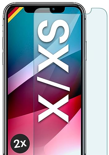 moex Panzer Schutz Glas für Apple iPhone X/iPhone XS Schutzfolie robust und kratzfest, bruchsichere Panzerfolie Displayschutz, HD Klar Glass Screen Protector, 2x Stück von moex