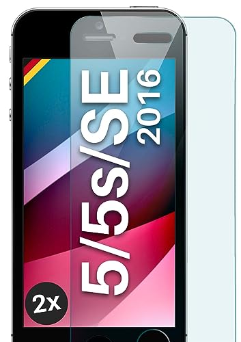 moex ShockProtect Panzer Schutz Glas für iPhone 5s / 5 / SE (2016) Schutzfolie 9H Härte, Panzerfolie kratzfest und bruchsicher, HD Displayschutzfolie Ultra-Klar, Schutzglas Folie, 2x Stück von moex