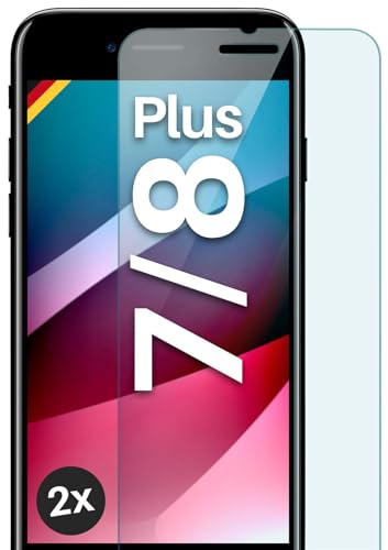 moex Panzer Schutz Glas für iPhone 7 Plus/iPhone 8 Plus Schutzfolie robust und kratzfest, bruchsichere Panzerfolie Displayschutz, HD Klar Glass Screen Protector, 2x Stück von moex