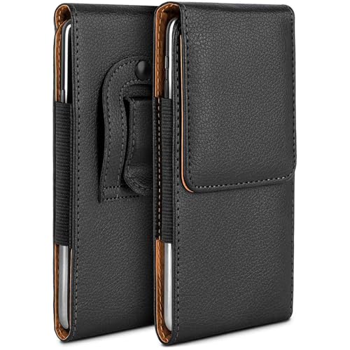 moex Plug Case für Honor Magic6 Pro Hülle mit Gürtelclip, Handy Gürteltasche PU Leder, Handyhülle zum Einstecken, Lederhülle Gürtel Schutzhülle Einsteckhülle Etui, Schwarz von moex
