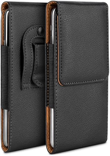 moex Plug Case für Samsung Galaxy Z Fold 6 Hülle mit Gürtelclip, Handy Gürteltasche PU Leder, Handyhülle zum Einstecken, Lederhülle Gürtel Schutzhülle Einsteckhülle Etui, Schwarz von moex