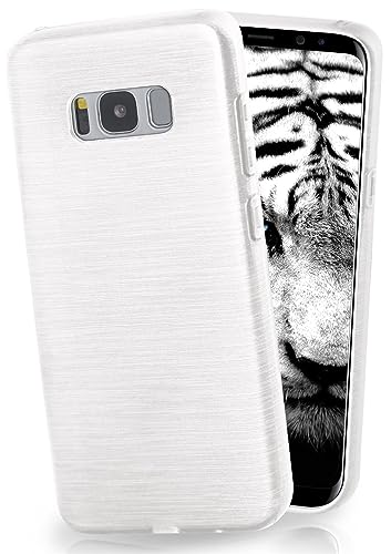 moex Stylische Brushed Aluminium-Optik & starker Grip | Ultra dünne Silikonhülle passend für Samsung Galaxy S8 in Weiß von moex