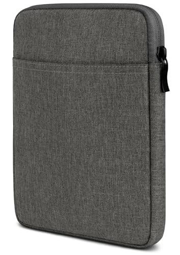 moex Tablet Tasche für Amazon Fire HD 8 (2022) – Sleeve Hülle mit Fach für Zubehör, Polyesterfaser Schutzhülle Minimalistisch mit Reißverschluss, Wasserabweisend, Dunkelgrau von moex