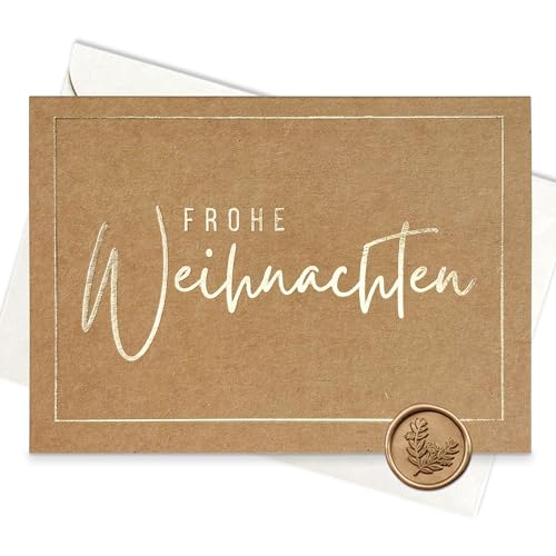 møij 3er Set Weihnachtskarten aus Kraftpapier mit Heißfolienprägung gold - Inklusive Briefumschläge cremeweiß und Wachssiegel - Schriftzug Frohe Weihnachten møij 3er Set Weihnachtskarten aus Kraftpapier mit Heißfolienprägung gold - Inklusive Briefumschläge cremeweiß und Wachssiegel - Schriftzug Frohe Weihnachten von møij
