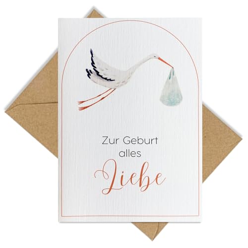 møij Karte zur Geburt aus Leinenkarton inkl. Briefumschlag aus Kraftpapier - modernes Design mit Storch møij Karte zur Geburt aus Leinenkarton inkl. Briefumschlag aus Kraftpapier - modernes Design mit Storch von møij