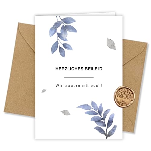 møij Trauerkarte inkl. Briefumschlag & Wachssiegel - Hochwertige Kondolenzkarte aus 300g Offsetkarton - Beileidskarte Made in Germany - Zweige & Blätter møij Trauerkarte inkl. Briefumschlag & Wachssiegel - Hochwertige Kondolenzkarte aus 300g Offsetkarton - Beileidskarte Made in Germany - Zweige & Blätter von møij