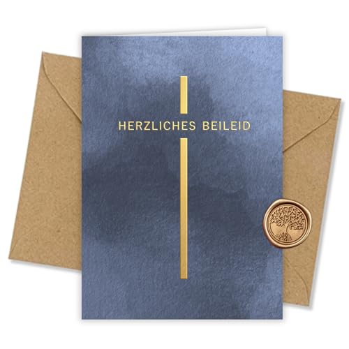 møij Trauerkarte mit Heißfolienprägung - Inkl. Briefumschlag & Wachssiegel - Hochwertige Kondolenzkarte aus 300g Offsetkarton - Beileidskarte Made in Germany - Kreuz møij Trauerkarte mit Heißfolienprägung - Inkl. Briefumschlag & Wachssiegel - Hochwertige Kondolenzkarte aus 300g Offsetkarton - Beileidskarte Made in Germany - Kreuz von møij