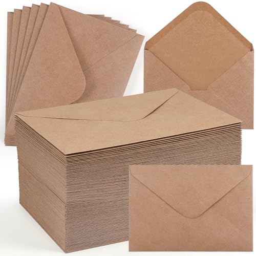 moinkerin 110 Stück Briefumschläge ohne Fenster aus Kraftpapier | DIN B6 130 g/m² Braune | 110 Stück mit Nassklebung | Für DIY, Hochzeit, Geburtstag （12,5x17,6cm） von moinkerin