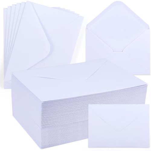 moinkerin 110 Stück Briefumschläge ohne Fenster aus Kraftpapier | DIN C6 120 g/m² Weiß | 110 Stück mit Nassklebung | Für DIY, Hochzeit, Geburtstag （11,4x16,2cm） von moinkerin