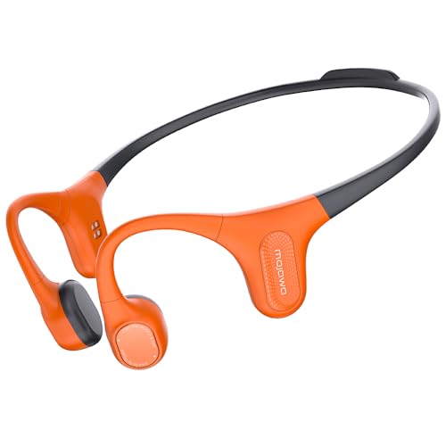 mojawa Aerra Knochenschall-Sportkopfhörer, Open-Ear, Bluetooth 5.2, IP67 wasserdicht, Mikrofon mit Geräuschunterdrückung, für Laufen, Radfahren, Wandern, Fitness und den Alltag, Orange und Schwarz von mojawa