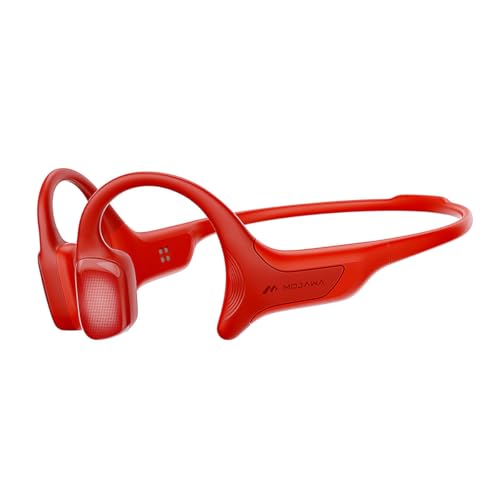 mojawa HaptiFit Terra Advanced Smart Sports Wearable, Open-Ear Bluetooth Knochenleitung Kopfhörer mit Mikrofon und 32GB MP3, wasserdichte Kabellose Ohrhörer für Workouts, Schwimmen und Laufen, Rot von mojawa