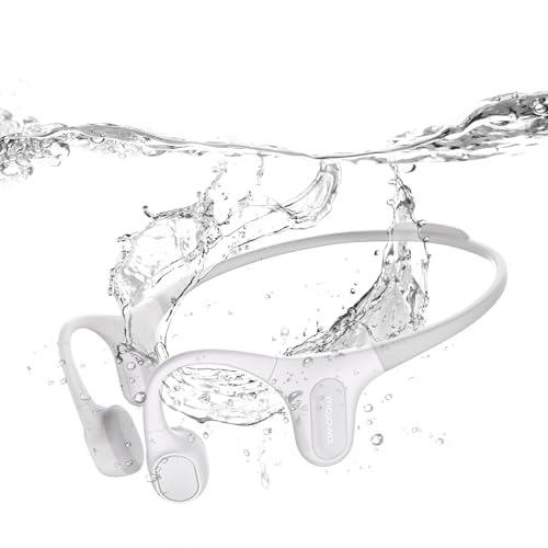 mojawa Run Plus Knochenleitungskopfhörer, IP68 wasserdicht für Schwimmen, Open Ear Bluetooth mit Mikrofon und 32GB MP3, für Laufen und Schwimmen, Grau von mojawa