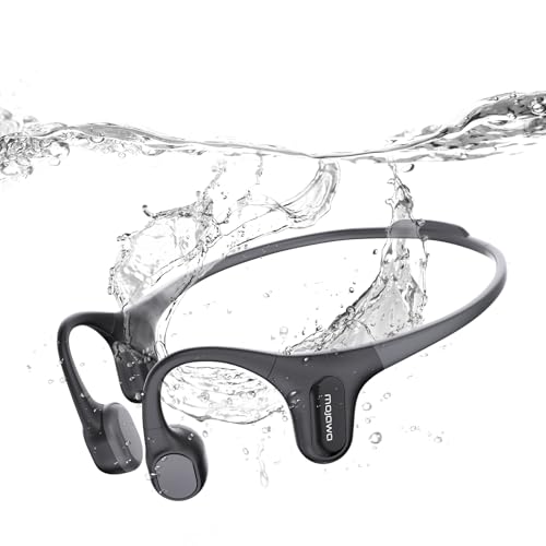 mojawa Run Plus Knochenschall-Sportkopfhörer, Open-Ear, Bluetooth 5.2, 32 GB MP3, IP68 Wasserdicht, Mikrofon mit Geräuschunterdrückung, für Schwimmen, Laufen, Radfahren, Surfen and Fitness, Schwarz von mojawa