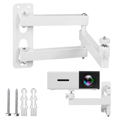Projektorstand, Beamer Wandhalterung aus Metall, Multi Winkel Verstellbare Projektorhalterung, Geeignet für Projektoren und überwachungsbügel, mit 1/4 Zoll Schraubschnittstelle und Gelenkarm, Weiß von momgyaamz