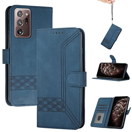 Momoka Store Handyhülle für Samsung Galaxy S20 Ultra,TPU Klapphülle Schutzhülle für,Lederhülle mit Standfunktion und Kartenfach-Blau von momoka