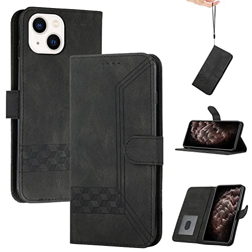Momoka Store Handyhülle für iPhone 13 Mini(5.4),TPU Klapphülle Schutzhülle für,Lederhülle mit Standfunktion und Kartenfach-Schwarz von momoka