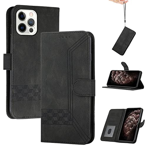 Momoka Store Handyhülle für iPhone 13 Pro(6.1),TPU Klapphülle Schutzhülle für,Lederhülle mit Standfunktion und Kartenfach-Schwarz von momoka