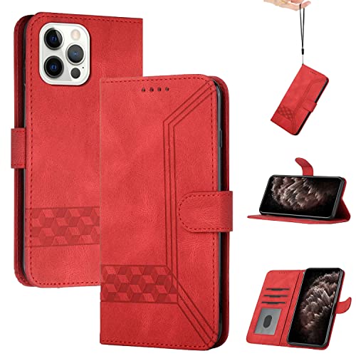 Momoka Store Handyhülle für iPhone 13 Pro(6.1),TPU Klapphülle Schutzhülle für,Lederhülle mit Standfunktion und Kartenfach-rot von momoka