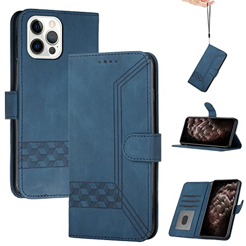 Momoka Store Handyhülle für iPhone 13 Pro Max(6.7),TPU Klapphülle Schutzhülle für,Lederhülle mit Standfunktion und Kartenfach-Blau von momoka