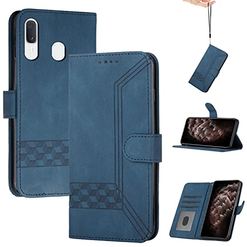 momoka Store Handyhülle für Samsung Galaxy A40,TPU Klapphülle Schutzhülle für,Lederhülle mit Standfunktion und Kartenfach-Blau von Zabapure