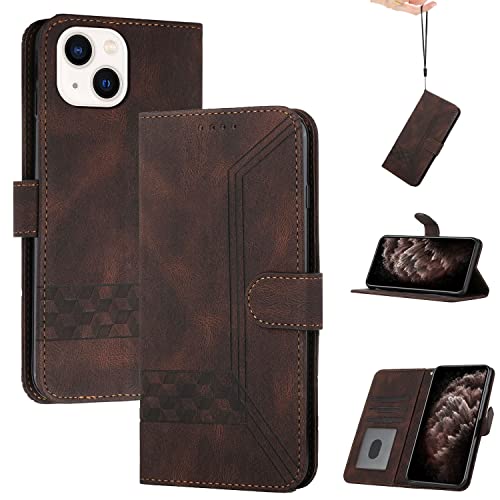 momoka Store Handyhülle für iPhone 13(6.1),TPU Klapphülle Schutzhülle für,Lederhülle mit Standfunktion und Kartenfach-Braun von momoka