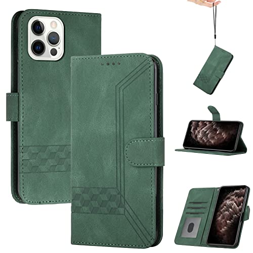 momoka Store Handyhülle für iPhone 13 Pro(6.1),TPU Klapphülle Schutzhülle für,Lederhülle mit Standfunktion und Kartenfach-Grün von momoka
