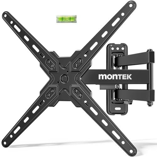 monTEK TV Wandhalterung für 13-55 Zoll Flach & Curved Monitor bis zu 25kg, Schwenkbare und Neigbare Fernseher Halterung, Ausziehbare Wandhalterung Fernseher, max. VESA 400x400 mm von monTEK