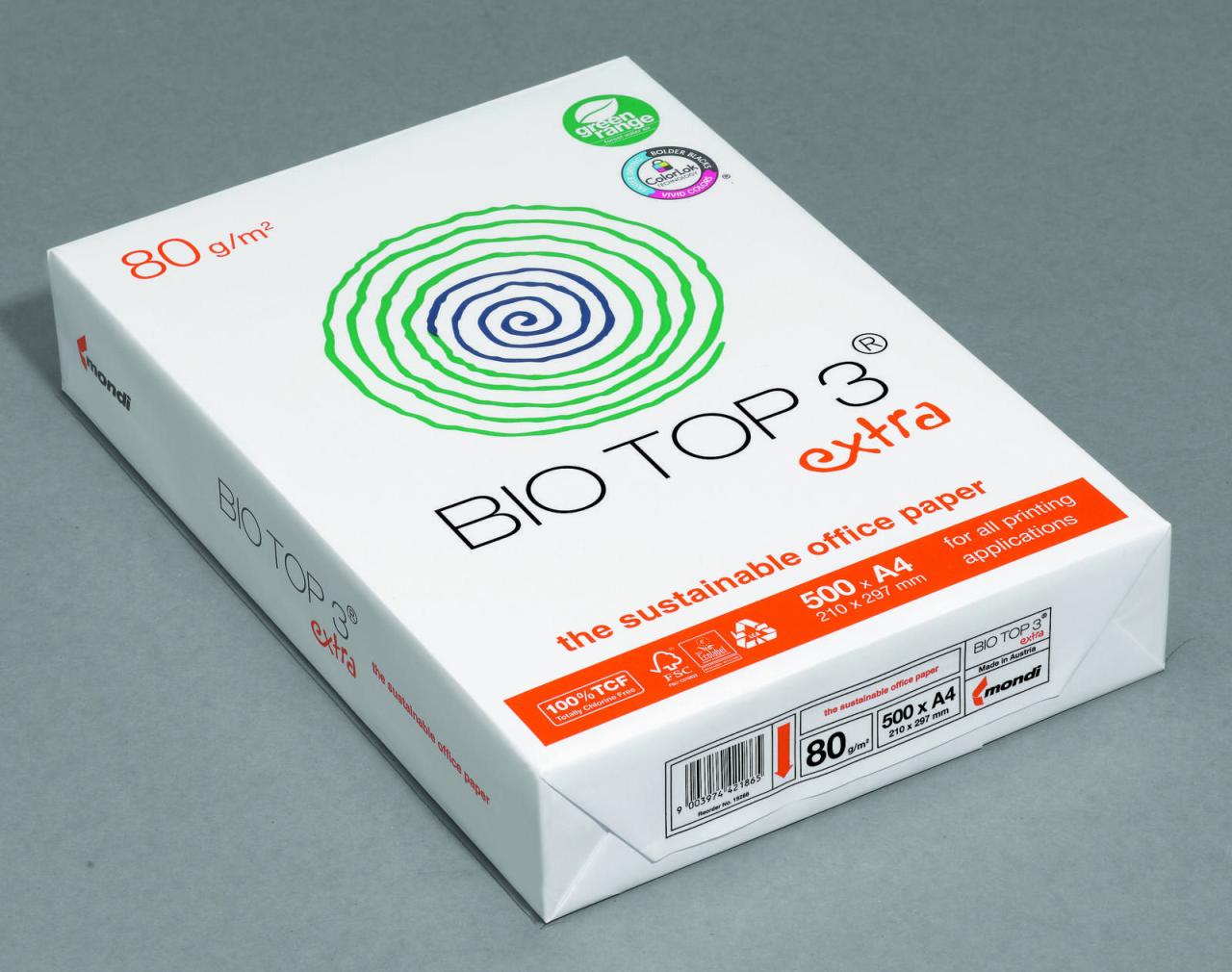 mondi Kopierpapier Bio Top 3 Kopier-Papier A4,80g DIN A4 80 g/m² von mondi