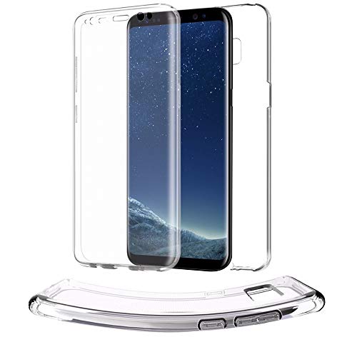 monjour Handyhülle für Samsung Galaxy S8 Handy Voll Schutz Hülle [Klar] 360 Grad Full Cover Transparent Soft [TPU Silikon] Slim Weich Cover Case von monjour