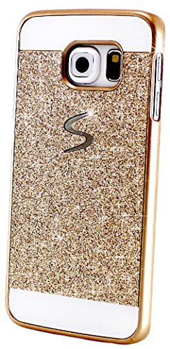 monjour Samsung Galaxy A3 2015 Hülle Handy Glitzer Schutzhülle in [Gold], Panzer Tasche Hard Cover Case [S-Line Strass Design] – Bumper Abdeckung aus Kunstoff von monjour