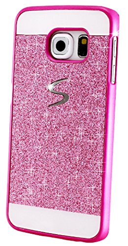 monjour Samsung Galaxy J3 2015 Hülle Handy Glitzer Schutzhülle in [Pink], Panzer Tasche Hard Cover Case [S-Line Strass Design] – Bumper Abdeckung aus Kunstoff von monjour