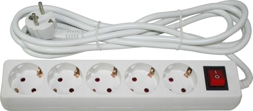 Steckdose, 5 Steckdosen, Schalter, 1,5 m langes Kabel, 3 G x 1,0 mm², ideal für den Heim- und Bürogebrauch Steckdose, 5 Steckdosen, Schalter, 1,5 m langes Kabel, 3 G x 1,0 mm², ideal für den Heim- und Bürogebrauch von monkey ladder