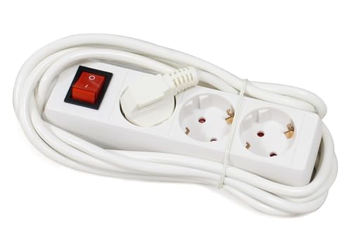 Steckdosenleiste - Basis mit Schalter, 3 Steckdosen, 3 m Kabel, 3 G x 1,0 mm², ideal für mehrere Geräte von monkey ladder