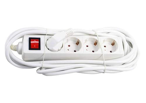 Steckdosensockel - Basis mit 4 Steckdosen, Schalter, 5 m, 3G-Kabel x 1,5 mm², ideal für den sicheren Anschluss mehrerer Geräte Steckdosensockel - Basis mit 4 Steckdosen, Schalter, 5 m, 3G-Kabel x 1,5 mm², ideal für den sicheren Anschluss mehrerer Geräte von monkey ladder