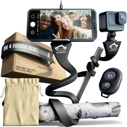 MONKEYSTICK 2.0 Selfie Stick [Das Original] Ultra flexibel - Handy Stativ, Tripod mit Vibrationsschutz für jeden Anlass + BT-Fernbedienung und Reisetasche von monkeystick