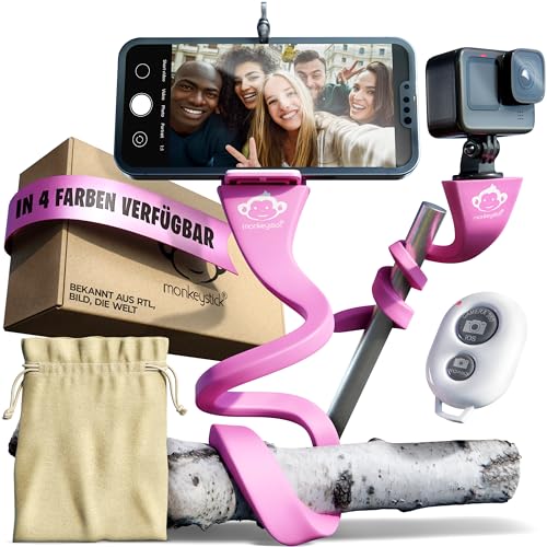 MONKEYSTICK 2.0 Selfie Stick [Das Original] Ultra flexibel - Handy Stativ, Tripod mit Vibrationsschutz für jeden Anlass + BT-Fernbedienung und Reisetasche von monkeystick