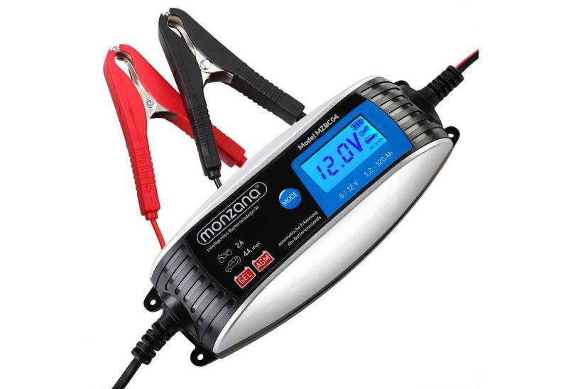 monzana Batterie-Ladegerät (vollautomatisch 6V 12V Auto Motorrad KFZ Ladegerät LCD-Bildschirm) von monzana