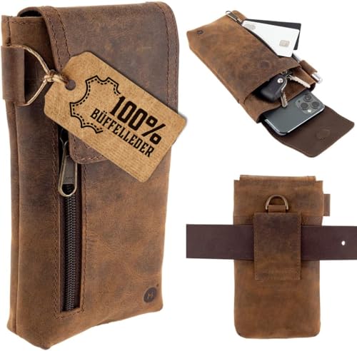 Moonster Gürteltasche Herren Leder - Aus Echtem Büffelleder - 19cm x 8cm für Große Smartphones - Sichere & Langlebige Tabaktasche Moonster Gürteltasche Herren Leder - Aus Echtem Büffelleder - 19cm x 8cm für Große Smartphones - Sichere & Langlebige Tabaktasche von moonster
