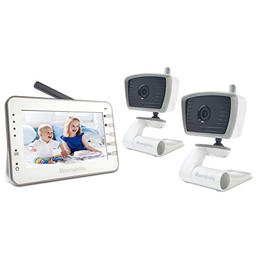 moonybaby Trust 30-2 Babyphone Video Nachtsicht, 4,3-Zoll-LCD-Bildschirm, 2,4-GHz-Signal, Gegensprechfunktion & Schlaflied, 2X Kameras, Fernanzeige, Monitor Con UNA risoluzione 480x272 von moonybaby