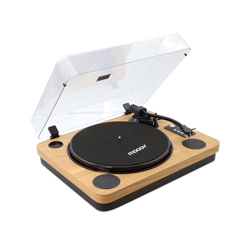 MOOOV 477361 Bluetooth Schallplattenspieler mit integrierten Lautsprechern, USB-Aufnahme, Holzoptik, Kompatibel mit 33/45/78 U/min MOOOV 477361 Bluetooth Schallplattenspieler mit integrierten Lautsprechern, USB-Aufnahme, Holzoptik, Kompatibel mit 33/45/78 U/min von mooov