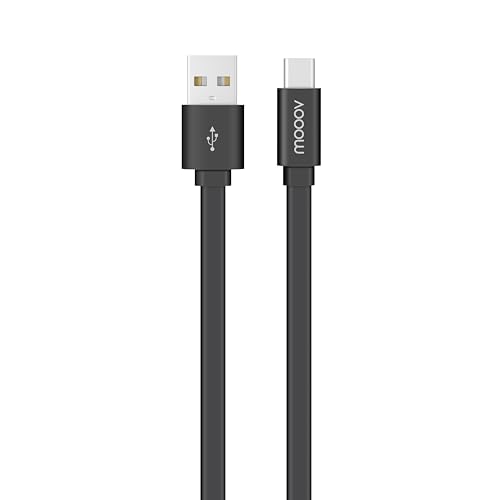 mooov 732059 USB-A/USB-C-Kabel, flach, Daten- und Ladekabel, Schwarz, 2 m von mooov