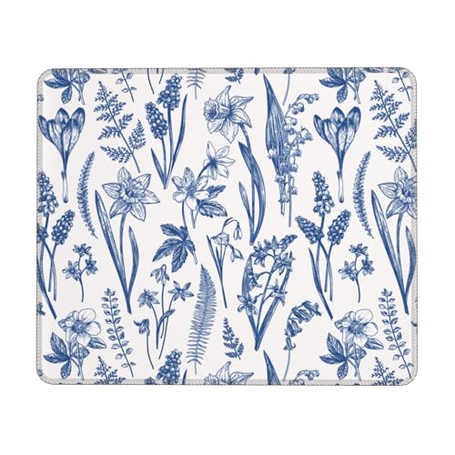 04 Mauspad mit Blumenmuster, blaues Mauspad, ästhetischer Bürobedarf, botanische Schreibtischdekoration, 21,6 x 26,9 cm 04 Mauspad mit Blumenmuster, blaues Mauspad, ästhetischer Bürobedarf, botanische Schreibtischdekoration, 21,6 x 26,9 cm von moremohome