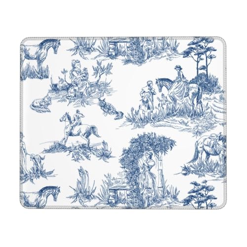 06 Toile Print Mauspad, ästhetisch, Blau und Weiß, klein, 21,6 x 26,8 cm von moremohome