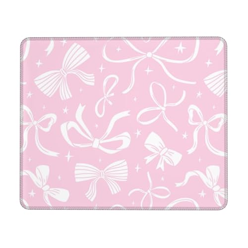 Mauspad mit 8 Schleifen, rosa Mauspad, Kokett-Stoffe, Schreibtischzubehör, 21,6 x 26,8 cm von moremohome