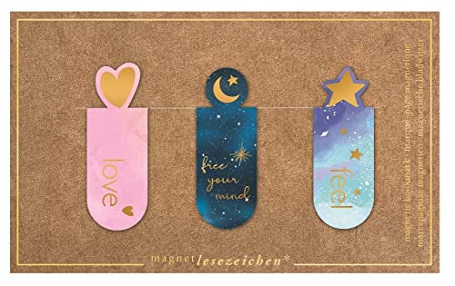 Moses Magnetlesezeichen Mystisch | 3er Set magnetisches Lesezeichen | Bookmarks | charmant illustriert 31158 braun von moses