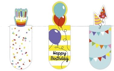 moses. 31128 Magnetlesezeichen Happy Birthday 3er Set, magnetisches Lesezeichen, charmant illustriert von moses