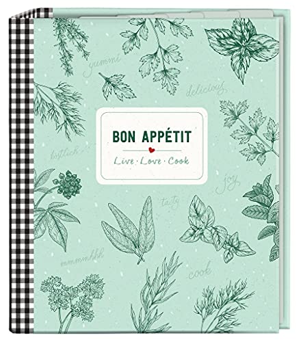 moses. 80667 Rezeptordner Bon Appétit in DIN A5, cook & STYLE Rezeptbuch mit 25 Rezeptblättern und 5 Registertaschen, das individuelle Kochbuch zum Selbstschreiben von moses